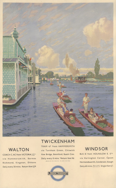Twickenham, Walton and Windsor, Charles Pears, 1935
© TfL from the London Transport Museum collection
http://www.ltmuseum.co.uk/